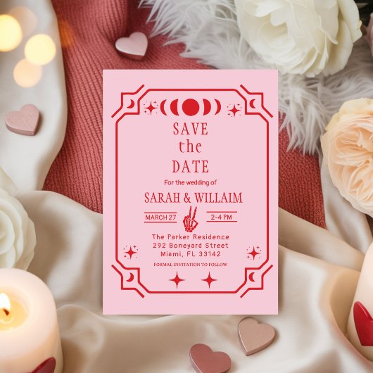 pink tarot Goth save the date wedding Invitation 招待状