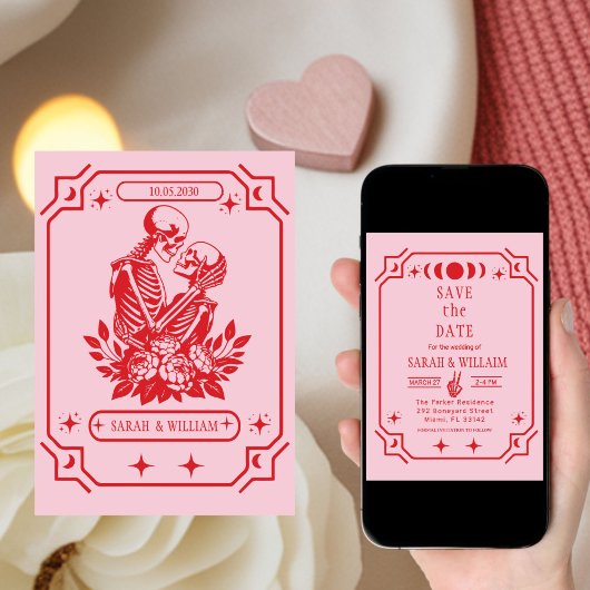 pink tarot Goth save the date wedding Invitation 招待状