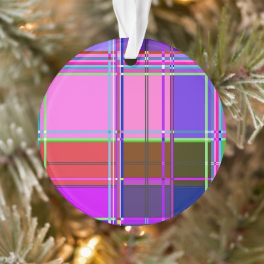 Pink tartan Fabric Pattern Cloth Madras オーナメント (ツリー)