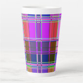 Pink tartan Fabric Pattern Cloth Madras カフェラテマグ (正面)