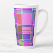 Pink tartan Fabric Pattern Cloth Madras カフェラテマグ (右)