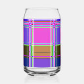 Pink tartan Fabric Pattern Cloth Madras ガラス缶 (左)