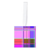 Pink tartan Fabric Pattern Cloth Madras キューブオーナメント (正面)
