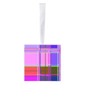 Pink tartan Fabric Pattern Cloth Madras キューブオーナメント (右)
