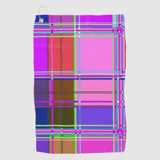 Pink tartan Fabric Pattern Cloth Madras ゴルフタオル (正面)