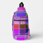 Pink tartan Fabric Pattern Cloth Madras スリングバッグ (正面)