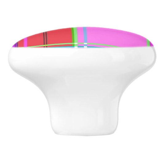 Pink tartan Fabric Pattern Cloth Madras セラミックノブ (側面)