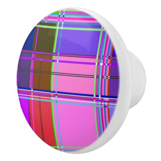 Pink tartan Fabric Pattern Cloth Madras セラミックノブ (右)