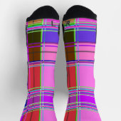 Pink tartan Fabric Pattern Cloth Madras ソックス (上部)