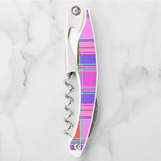 Pink tartan Fabric Pattern Cloth Madras ソムリエナイフ (正面)