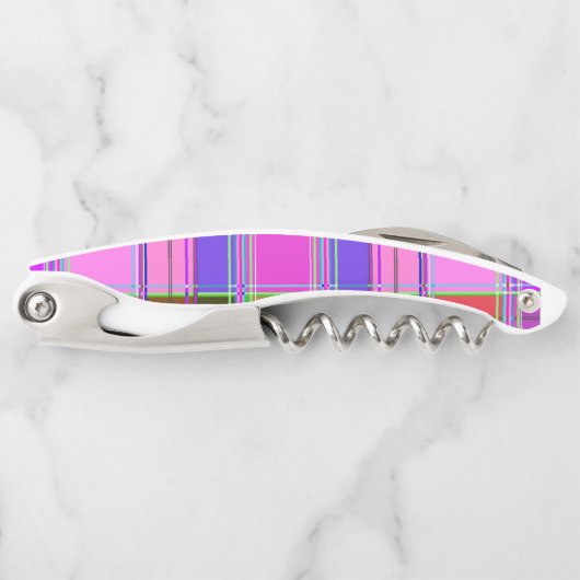 Pink tartan Fabric Pattern Cloth Madras ソムリエナイフ (正面)