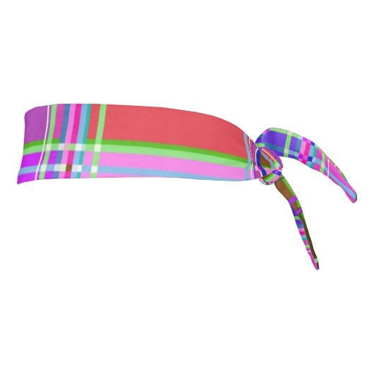 Pink tartan Fabric Pattern Cloth Madras タイヘッドバンド (回転90)