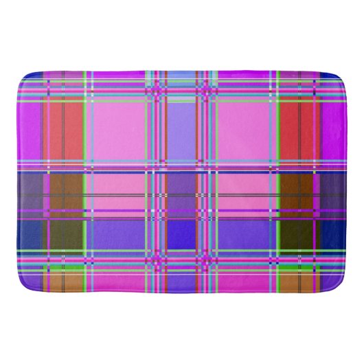 Pink tartan Fabric Pattern Cloth Madras バスマット (正面)
