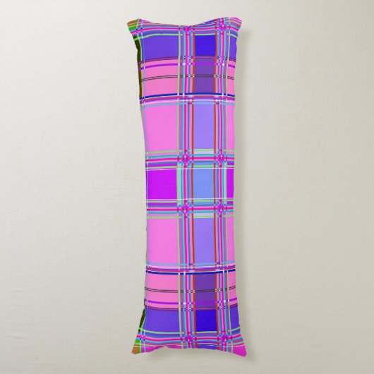Pink tartan Fabric Pattern Cloth Madras ボディピロー (正面縦)