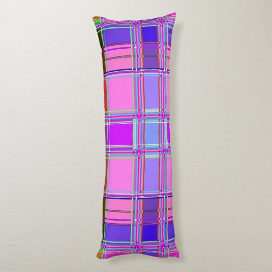 Pink tartan Fabric Pattern Cloth Madras ボディピロー (裏面 (縦))