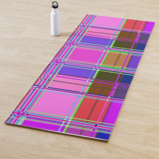 Pink tartan Fabric Pattern Cloth Madras ヨガマット (インサイチュ)
