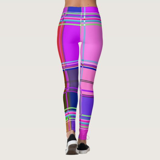 Pink tartan Fabric Pattern Cloth Madras レギンス (裏面)