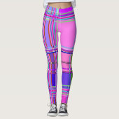 Pink tartan Fabric Pattern Cloth Madras レギンス (正面)