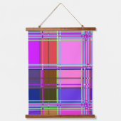 Pink tartan Fabric Pattern Cloth Madras 吊り下げ型タペストリー (正面)