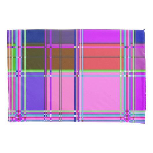 Pink tartan Fabric Pattern Cloth Madras 枕カバー (正面)
