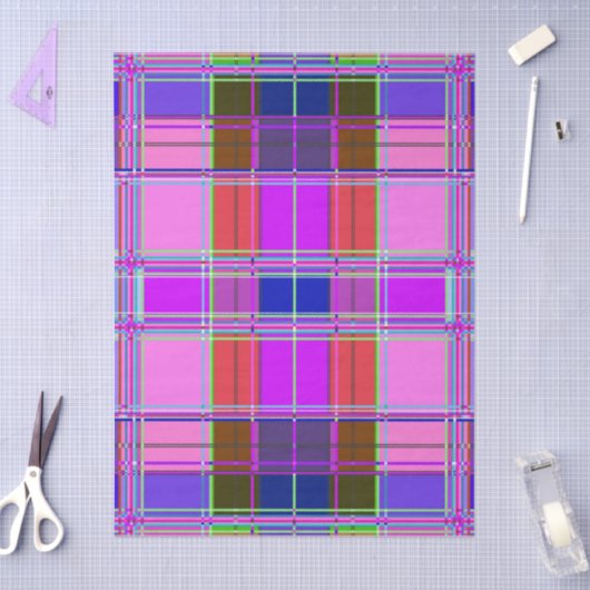 Pink tartan Fabric Pattern Cloth Madras 薄葉紙 (クラフト)
