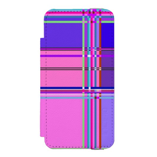 Pink tartan Fabric Pattern Cloth Madras Incipio iPhoneウォレットケース (フォリオ 正面)