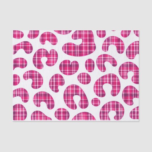 Pink Tartan Leopard Print Scottish Tissue Paper 薄葉紙 (正面)