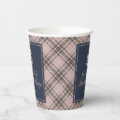 Pink Tartan Plaid Classic Rocking Horse Birthday 紙コップ (左)