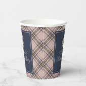 Pink Tartan Plaid Classic Rocking Horse Birthday 紙コップ (右)