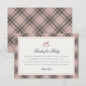 Pink Tartan Plaid Rocking Horse Baby Books Card エンクロージャーカード (正面/裏面)