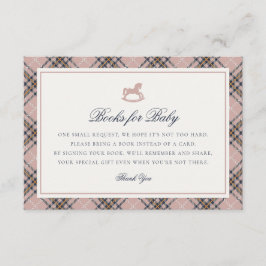 Pink Tartan Plaid Rocking Horse Baby Books Card エンクロージャーカード