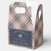 Pink Tartan Plaid Rocking Horse Baby Shower フェイバーボックス (オープン)