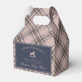 Pink Tartan Plaid Rocking Horse Baby Shower フェイバーボックス