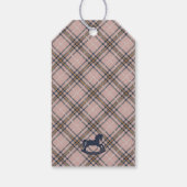 Pink Tartan Plaid Rocking Horse Birthday Favors ギフトタグ (裏面)