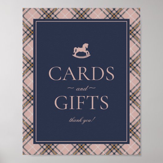 Pink Tartan Plaid Rocking Horse Cards & Gifts ポスター (正面)