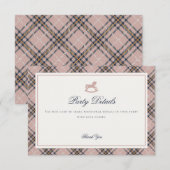 Pink Tartan Plaid Rocking Horse Detail Insert Card エンクロージャーカード (正面/裏面)