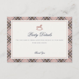 Pink Tartan Plaid Rocking Horse Detail Insert Card エンクロージャーカード