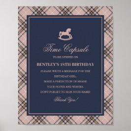 Pink Tartan Plaid Rocking Horse Time Capsule ポスター