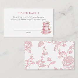 Pink Tea Party Baby Shower Diaper Raffle Ticket エンクロージャーカード