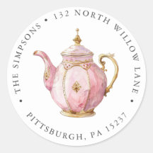 Pink Tea Party Return Address