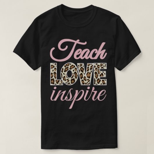 Pink Teach Love Inspire Cute Leopard Cheetah Print Tシャツ (デザイン正面)