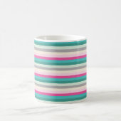 Pink Teal and Grey Striped コーヒーマグカップ (中央)