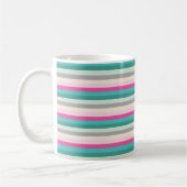 Pink Teal and Grey Striped コーヒーマグカップ (左)