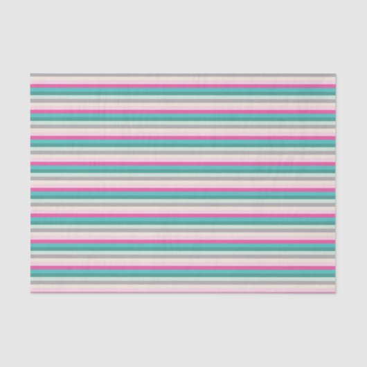 Pink Teal and Grey Striped 薄葉紙 (正面)