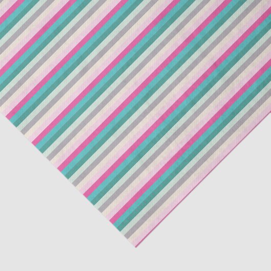 Pink Teal and Grey Striped 薄葉紙 (詳細)
