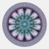 Pink & Teal Flower Mandala  ラウンドシール (正面)