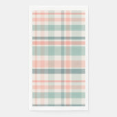 Pink Teal Plaid Spring Easter Paper Guest Towels (正面)