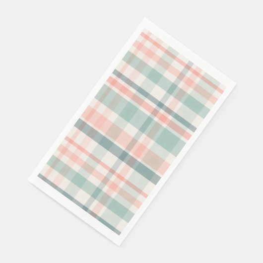 Pink Teal Plaid Spring Easter Paper Guest Towels (コーナー)