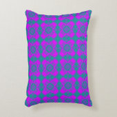 Pink Teal Purple Checker Argyle Pattern アクセントクッション (正面(垂直))