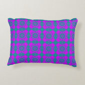 Pink Teal Purple Checker Argyle Pattern アクセントクッション (裏面)